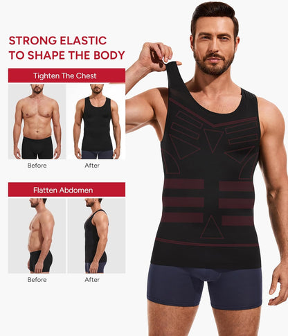 Shapewear Mens Compression Shirt Slimming Vest Body Shaper Undershirt Workout Tank Top Tummy Control